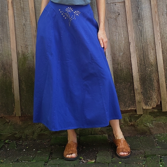Vintage Royal blue maxi skirt - Picture 3 of 6